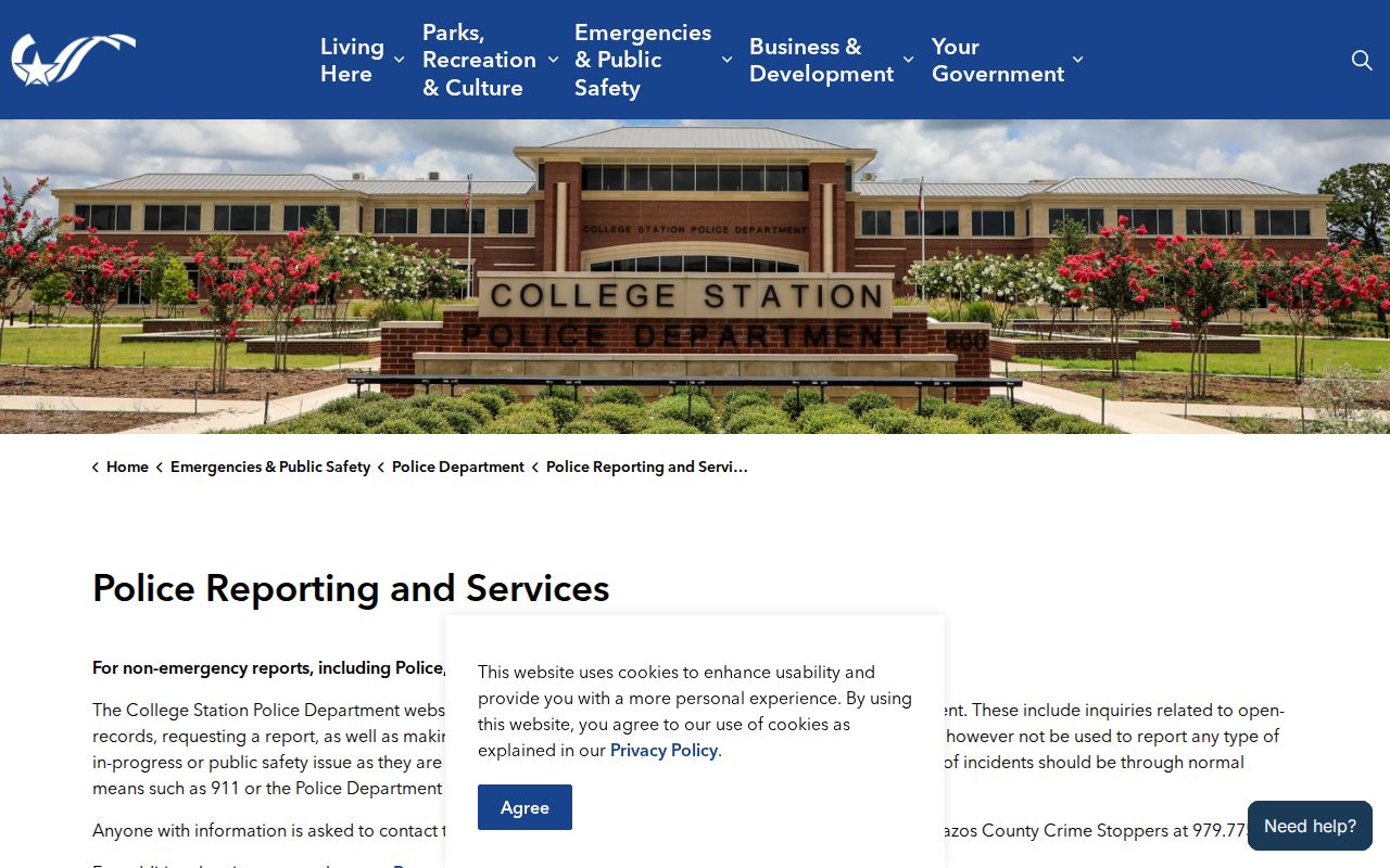 College Station Brazos County arrest-record services page